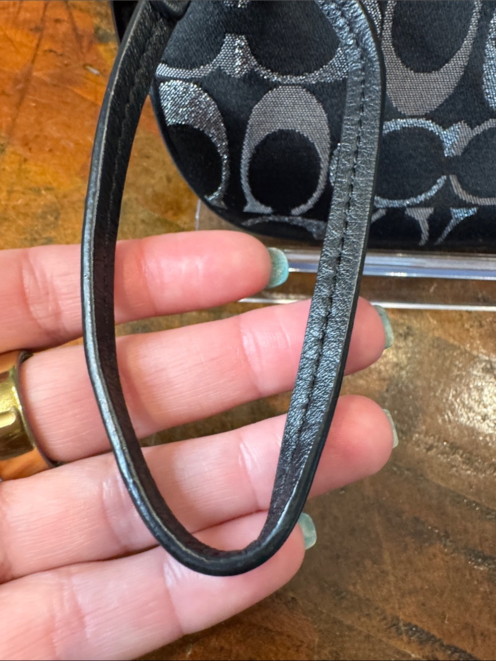 Coach Black and Gray Signature Wristlet - Picture 3 of 9